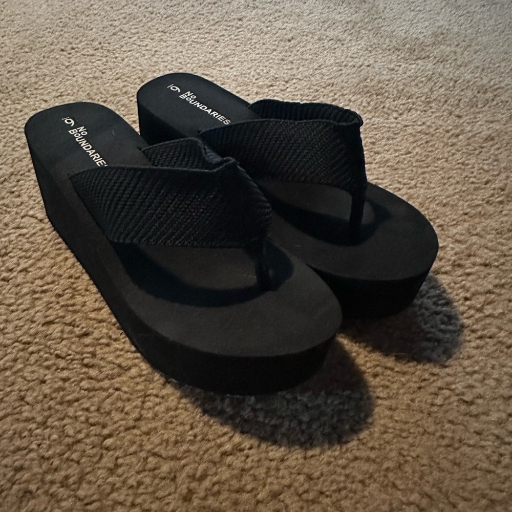 No Boundaries Black Platform Sandals